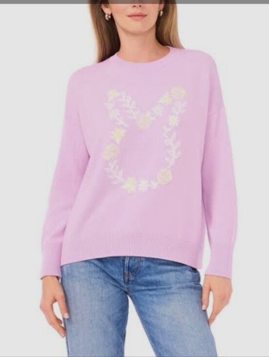 Vince Camuto Sweaters - Vince Camuto Lavender Floral Crewneck Sweater